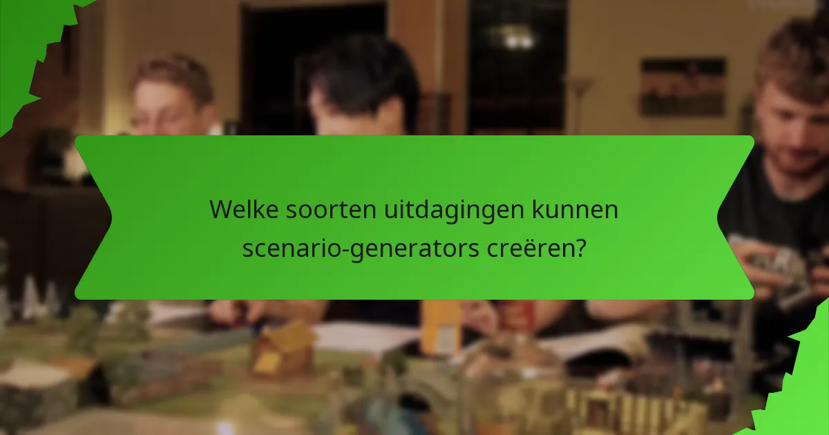 Welke soorten uitdagingen kunnen scenario-generators creëren?