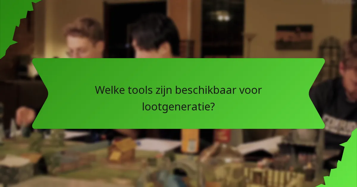 Welke tools zijn beschikbaar voor lootgeneratie?